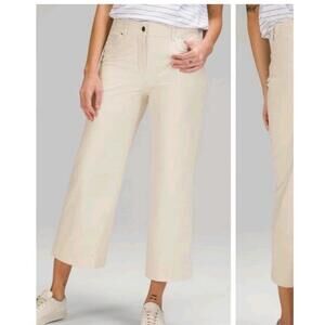 Lululemon City Sleek 5 Pocket Wide-Leg High Rise Capri Pant,White Opal, Size 33